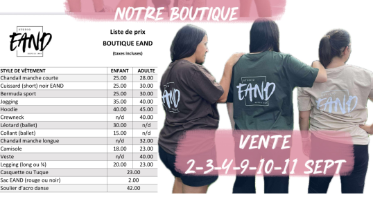 L'école artistique Nathalie Descôteaux, propriétaire du même nom, entame cette année, sa 34e année en enseignement de la danse, ainsi qu’en conception et réalisation de production annuelle.